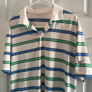 Nike large golf polo. Blue green stripes